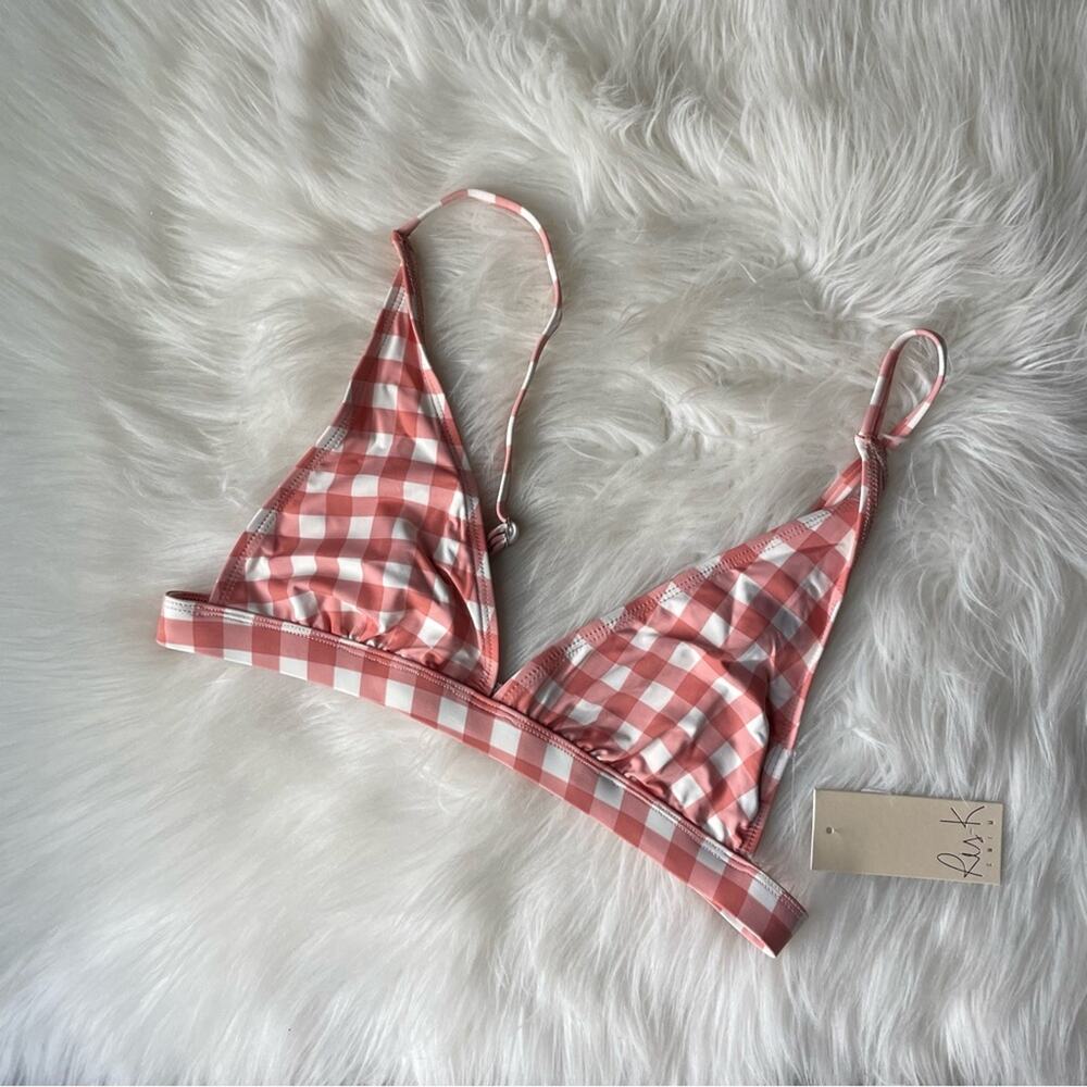 Barbiecore Bikini Top Plaid Pink Size Medium NWT